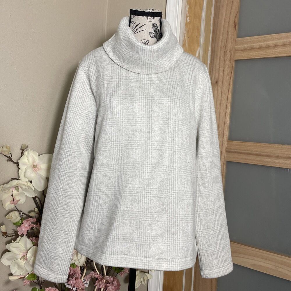 J.Crew Fleece Lined Turtleneck Pullover Sweater Women's XL Oatmeal Beige Cozy